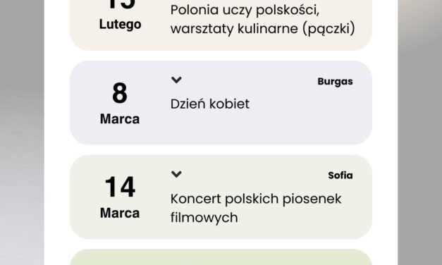 Kalendarz Wydarzeń organizowanych przez Ambasade Polską w Sofii